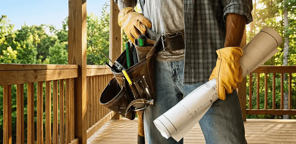 Professional handyman with tool belt ready for home repairs in Tempe, AZ