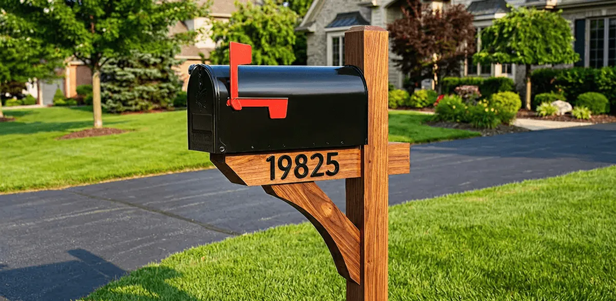 New mailbox installation with post and address number for a home in Tempe, AZ